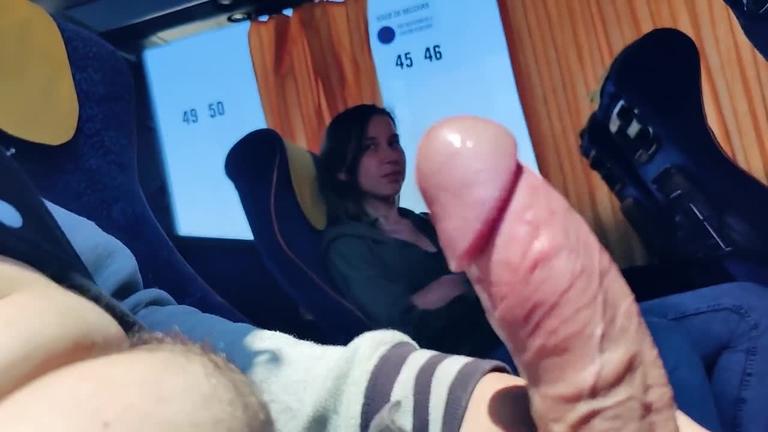 Got a blowjob by showing my cock to lonely teen on the bus