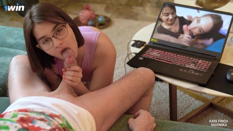 I got a killer blow job from Kaya Finch while watching a porn movie