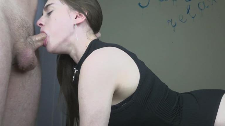 Skinny russian gets her throat penetrated by a long hard penis